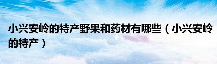 小兴安岭的特产野果和药材有哪些(小兴安岭的特产)