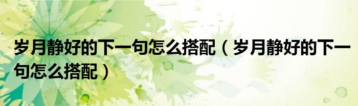 岁月静好的下一句怎么搭配(岁月静好的下一句怎么搭配)
