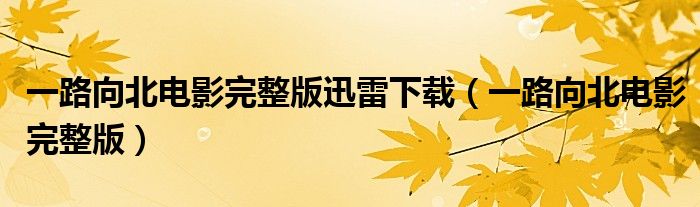 一路向北电影完整版迅雷下载(一路向北电影完整版)