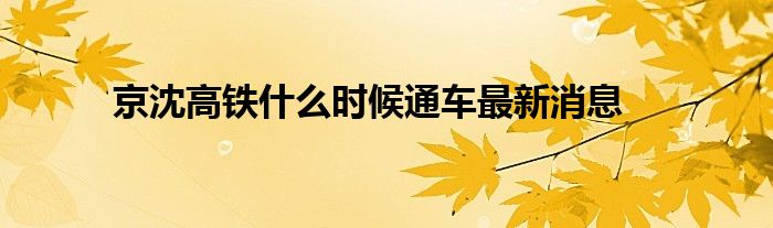 京沈高铁什么时候通车最新消息