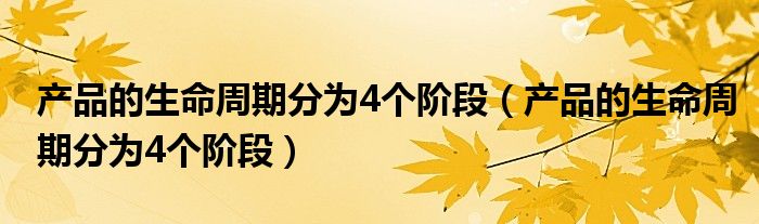 产品的生命周期分为4个阶段(产品的生命周期分为4个阶段)