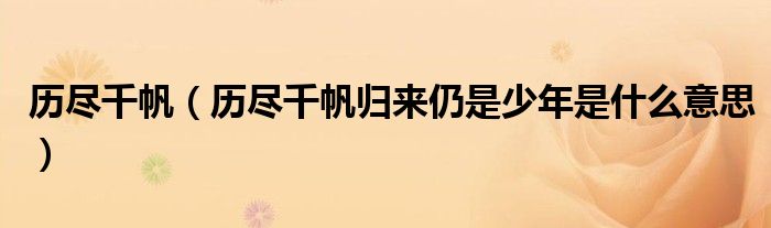 历尽千帆(历尽千帆归来仍是少年是什么意思)