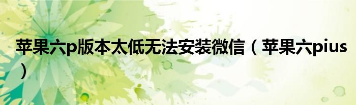 苹果六p版本太低无法安装微信(苹果六pius)