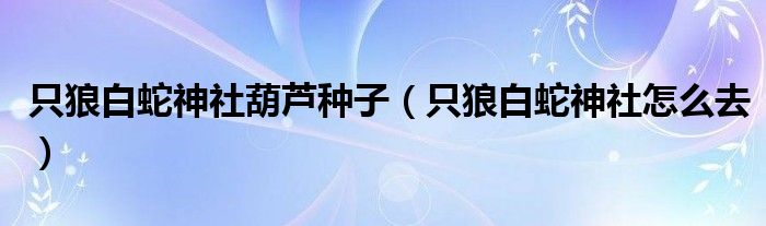 只狼白蛇神社葫芦种子(只狼白蛇神社怎么去)
