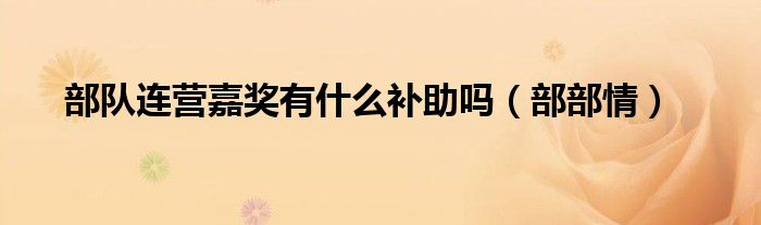部队连营嘉奖有什么补助吗(部部情)