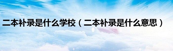 二本补录是什么学校(二本补录是什么意思)