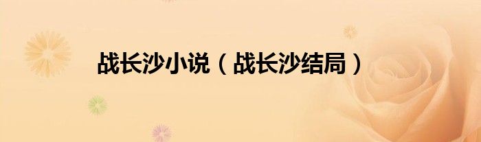 战长沙小说（战长沙结局）