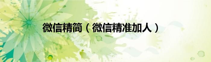 微信精简（微信精准加人）