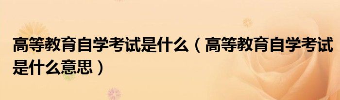 高等教育自学考试是什么(高等教育自学考试是什么意思)