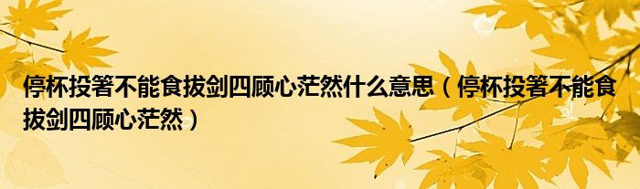 停杯投箸不能食拔剑四顾心茫然什么意思(停杯投箸不能食拔剑四顾心茫然)