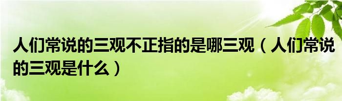 人们常说的三观不正指的是哪三观(人们常说的三观是什么)