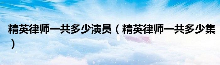 精英律师一共多少演员(精英律师一共多少集)