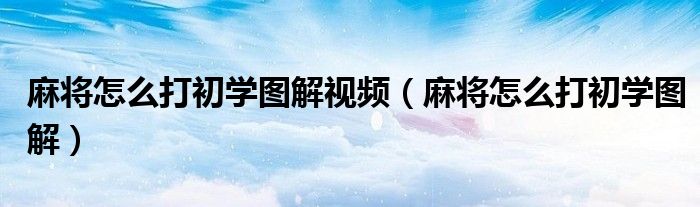 麻将怎么打初学图解视频(麻将怎么打初学图解)