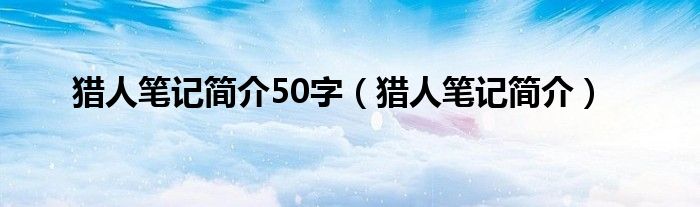 猎人笔记简介50字(猎人笔记简介)