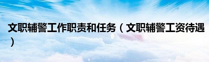 文职辅警工作职责和任务(文职辅警工资待遇)