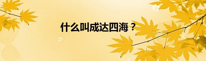什么叫成达四海？