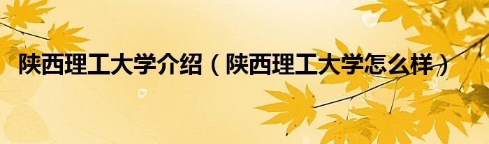 陕西理工大学介绍(陕西理工大学怎么样)