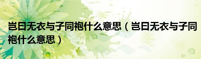 岂曰无衣与子同袍什么意思(岂曰无衣与子同袍什么意思)