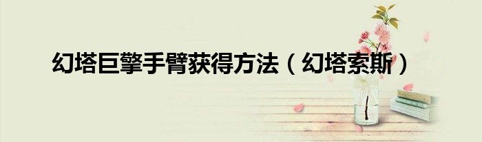 幻塔巨擎手臂获得方法(幻塔索斯)