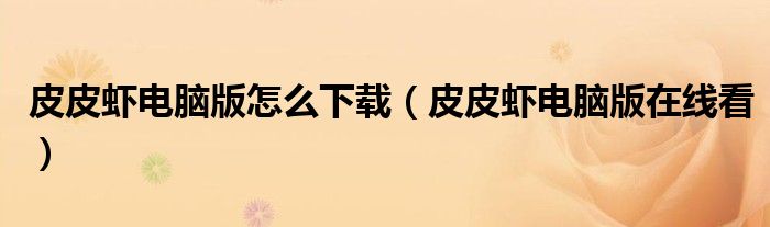皮皮虾电脑版怎么下载(皮皮虾电脑版在线看)