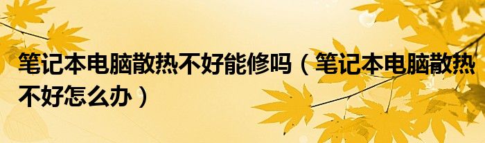笔记本电脑散热不好能修吗(笔记本电脑散热不好怎么办)