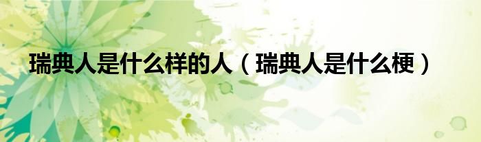 瑞典人是什么样的人(瑞典人是什么梗)