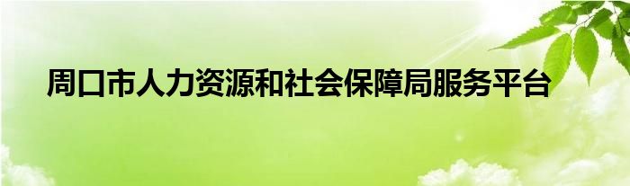 周口市人力资源和社会保障局服务平台