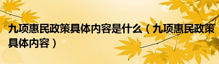 九项惠民政策具体内容是什么(九项惠民政策具体内容)