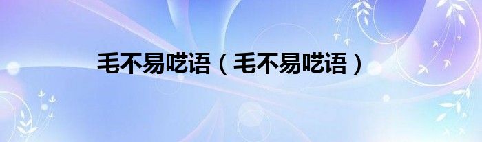 毛不易呓语（毛不易呓语）