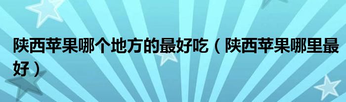 陕西苹果哪个地方的最好吃（陕西苹果哪里最好）
