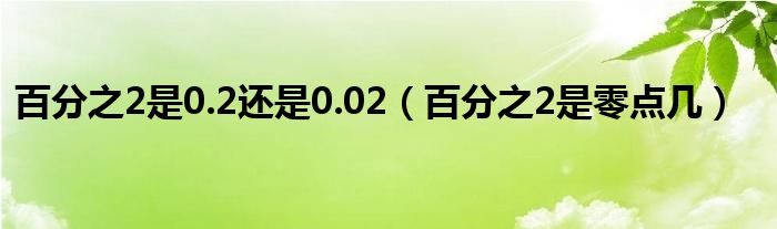 百分之2是0.2还是0.02(百分之2是零点几)