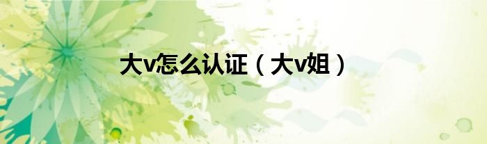 大v怎么认证(大v姐)