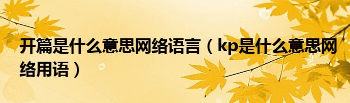 开篇是什么意思网络语言(kp是什么意思网络用语)