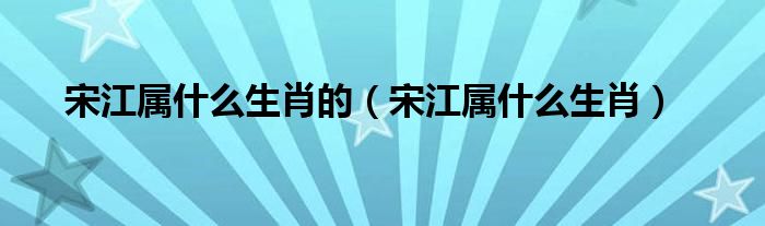 宋江属什么生肖的(宋江属什么生肖)