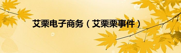 艾栗电子商务(艾栗栗事件)