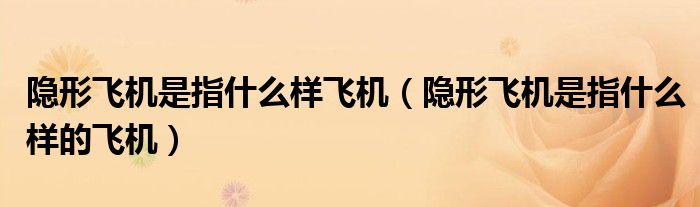 隐形飞机是指什么样飞机(隐形飞机是指什么样的飞机)