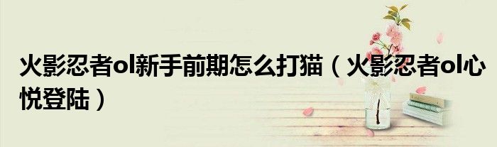 火影忍者ol新手前期怎么打猫(火影忍者ol心悦登陆)