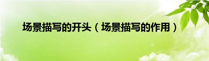 场景描写的开头(场景描写的作用)