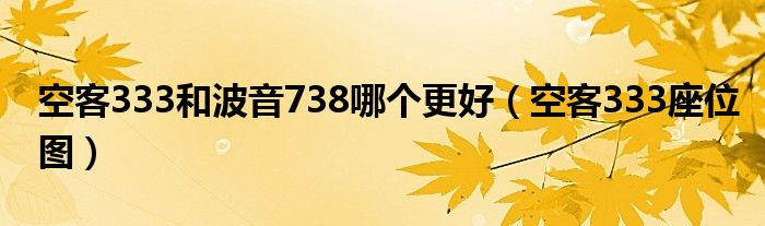 空客333和波音738哪个更好(空客333座位图)