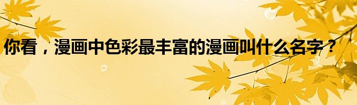 你看,漫画中色彩最丰富的漫画叫什么名字?