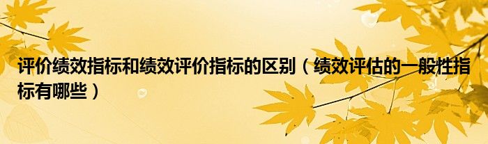 评价绩效指标和绩效评价指标的区别(绩效评估的一般性指标有哪些)