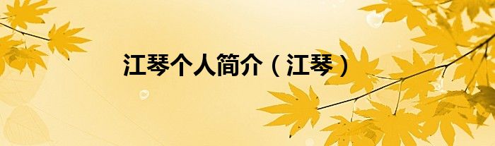 江琴个人简介（江琴）