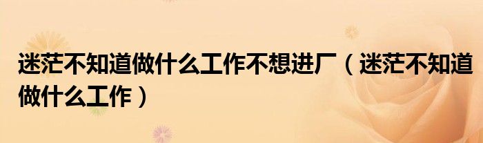 迷茫不知道做什么工作不想进厂(迷茫不知道做什么工作)