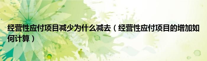 经营性应付项目减少为什么减去(经营性应付项目的增加如何计算)