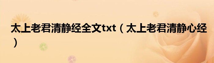 太上老君清静经全文txt(太上老君清静心经)