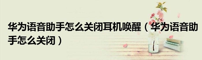华为语音助手怎么关闭耳机唤醒(华为语音助手怎么关闭)