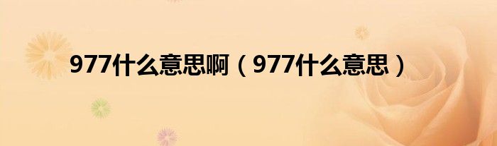 977什么意思啊(977什么意思)
