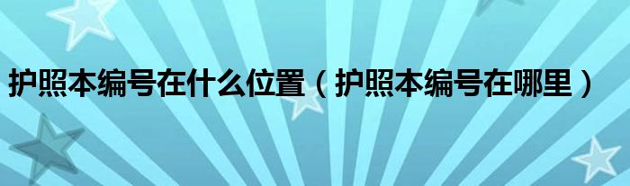 护照本编号在什么位置(护照本编号在哪里)