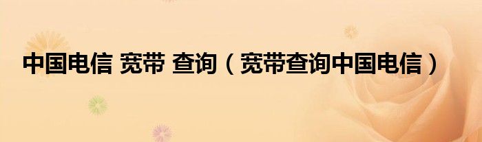 中国电信 宽带 查询(宽带查询中国电信)