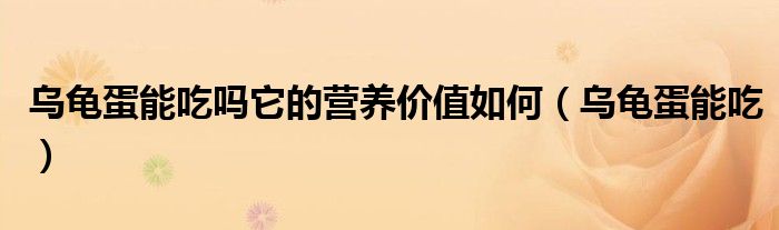乌龟蛋能吃吗它的营养价值如何(乌龟蛋能吃)